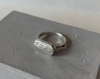 Silver Molten Pill ring, textured ring, individually sandcast silver ring