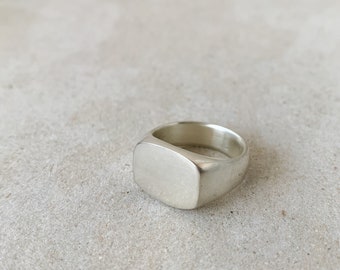 Solid silver signet ring, individually sandcast 925 sterling silver, handmade to order