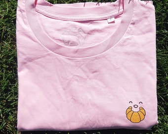 T-shirt met lachend croissantlogo: T-shirt met bladerdeeg van biologisch katoen