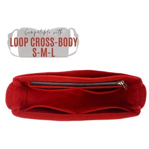 May include: Red felt bag organizer with multiple compartments and a zipper closure. Compatible with Loop Cross-Body S-M-L.