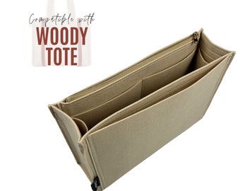 Divitize Organizer compatible with Woody Tote / Insert fits Woody Tote / Customizable Handmade Liner Protector Perfect Fit Snug Sturdy Base