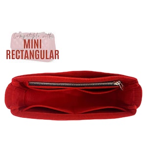 Puede incluir: Organizador de bolso de fieltro rojo con múltiples compartimentos y cierre de cremallera. Compatible con bolsos rectangulares mini.