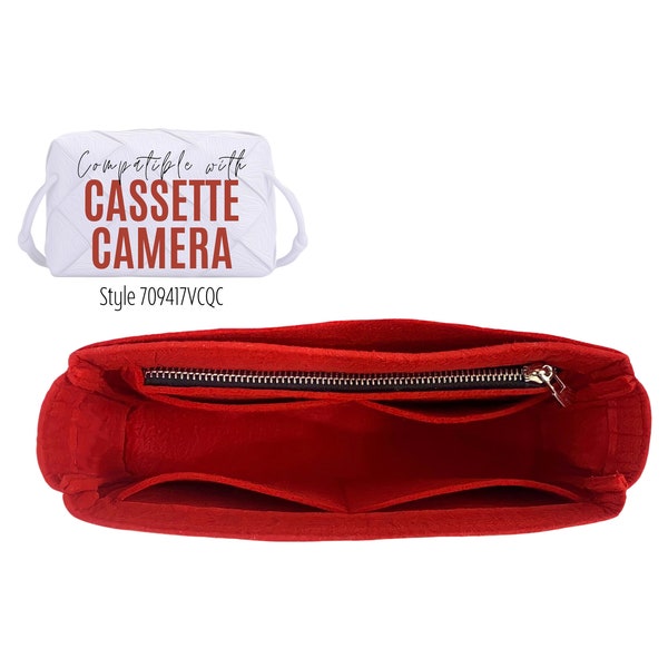 Cassette Camera Bag Organizer / Small Cassette Camera Bag Insert / Customizable Handmade Felt Liner Protector for Bottega Mini Cassette