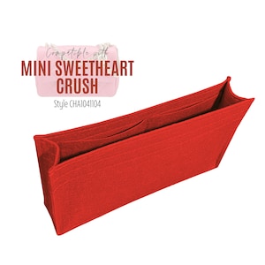 Mini Sweetheart Bag Organizer / Sweetheart Crush Mini Rectangular Flap Insert Felt / Classic Double Flap Bag Liner Protector con bolsillo