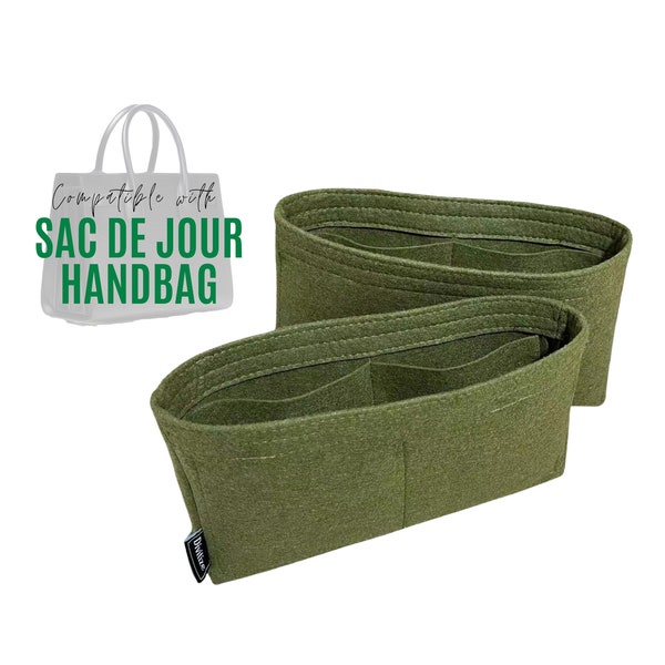 Divitize Bag Organizer fits Sac de Jour Bag - FULL Set of 2 / Purse Insert for Baby Sac de Jour / Handmade Customizable Liner Protector Oval