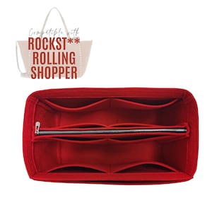 Rockstud Rolling Shopping Bag Organizer / Tote felt Insert for Rockstud bag / Handbag Purse Storage / Liner Bag with iPad Laptop pocket