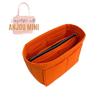 Organizador de carteras premium Divitize compatible con bolso Anjou Mini / Inserto para bolso Anjou Mini / Forro protector de fieltro personalizable hecho a mano