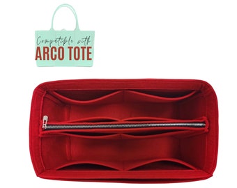 Arco tote Bag Organizer (with detachable zipper pocket) / Tote felt Insert / Handbag Storage Purse Organizer Laptop iPad Pocket