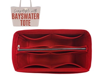 Bayswater Tote Leather Bag Organizer / Tote felt Insert with zipper pocket / Handbag Storage / Purse Organizer with Pocket