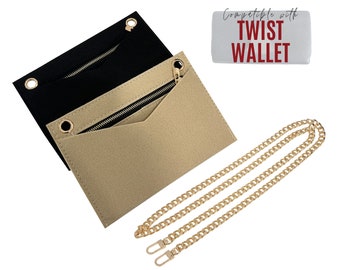 Twist Wallet Conversion Kit (with Zipper Bag & O rings) / Twist Wallet Insert Clutch Pochette / Organizer Twist Conversion Kit with chain