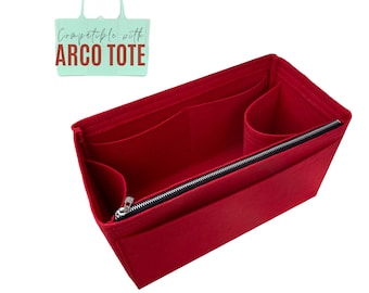 Arco tote Bag Organizer / Veneta Arco Tote Insert / Customizable Handmade Felt Liner Bag Protector Snug Sturdy Zipper Pocket Bottle