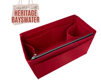 New and Heritage Bayswater Leather Bag Organizer / Mini Bayswater Insert Detachable zipper pocket / Felt Handbag Storage iPad Laptop Pocket