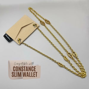 Kit de conversión de cartera Constance (con cremallera y juntas tóricas), Inserto de cartera delgada Constance con cadena, Kit de conversión de cartera compacta con cadena