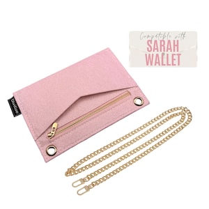Kit de conversión de billetera Sarah (con bolsa con cremallera y anillos tóricos) / Inserto de fieltro Sarah con cadena / Kit de conversión de pochette organizadora con cadena