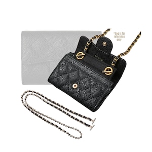 Klassisches Small Flap Brieftaschen-Umwandlungs-Kit (mit Reißverschlusstasche & O-Ringen) / CC-Brieftasche an Kette WOC / Insert Wallet Umwandlungs-Kit mit goldener Kette
