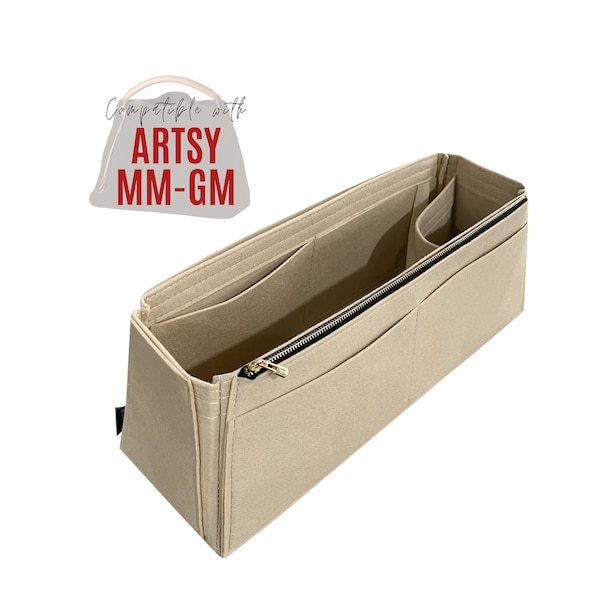 NEW Artsy Bag Organizer / Artsy MM Insert / Customizable Handmade Premium Felt Liner Protector for Artsy GM Snug Sturdy Bottle Pocket Zipper