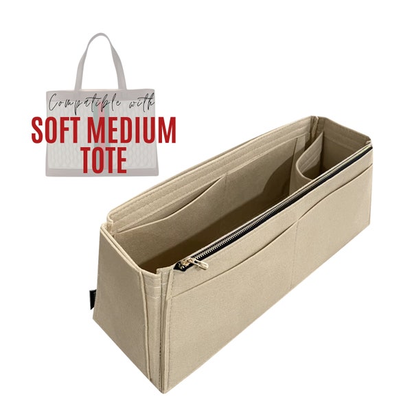 Ophidia Soft Medium Tote / Tote felt Insert with zipper pocket / Handbag Storage Purse Organizer with Laptop iPad Pocket