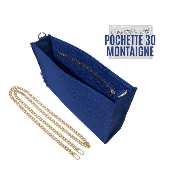 Pochette 30 Montaigne Insert to Convert Cross Body / Montaigne Insert with D-rings / Montaigne 30 Pouch Conversion Kit with chain gold