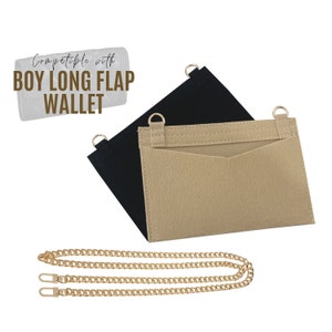 Kit de conversión Divitize para cartera con solapa larga para niño, Inserto para cartera para niño con cadena WOC, Kit de conversión de bolso de mano con cadena dorada