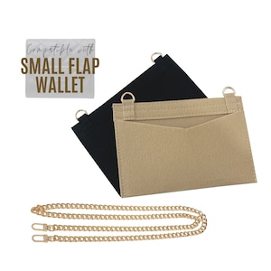 Kit de conversión Divitize para cartera pequeña clásica con solapa, Inserto para cartera cuadrada con cadena WOC, Kit de conversión de cartera con solapa y cadena dorada
