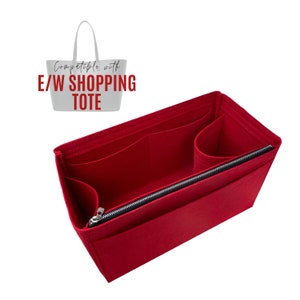 Puede incluir: Organizador de bolso de mano de fieltro rojo con múltiples bolsillos y un compartimento con cremallera. Compatible con E/W Shopping Tote.