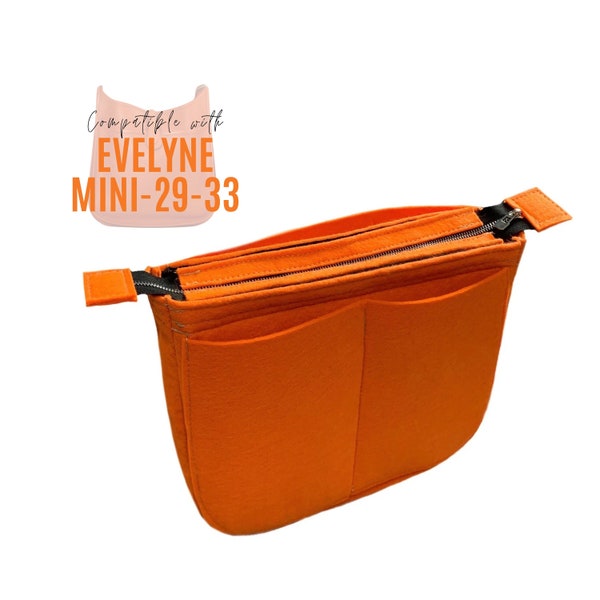 Evelyne PM Organizer avec poche supérieure zippée / Evelyne 29 Insert / Liner Bag Protector Slim Design personnalisable en feutre Evelyne III TPM