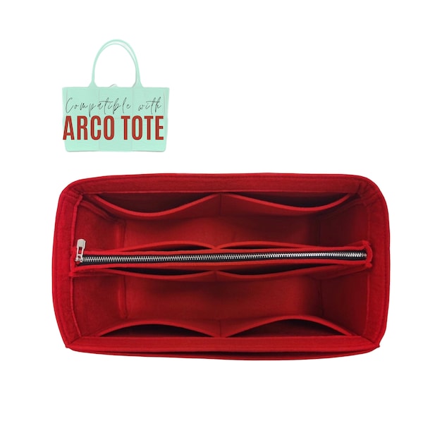 Arco tote Bag Organizer (with detachable zipper pocket) / Tote felt Insert / Handbag Storage Purse Organizer Laptop iPad Pocket