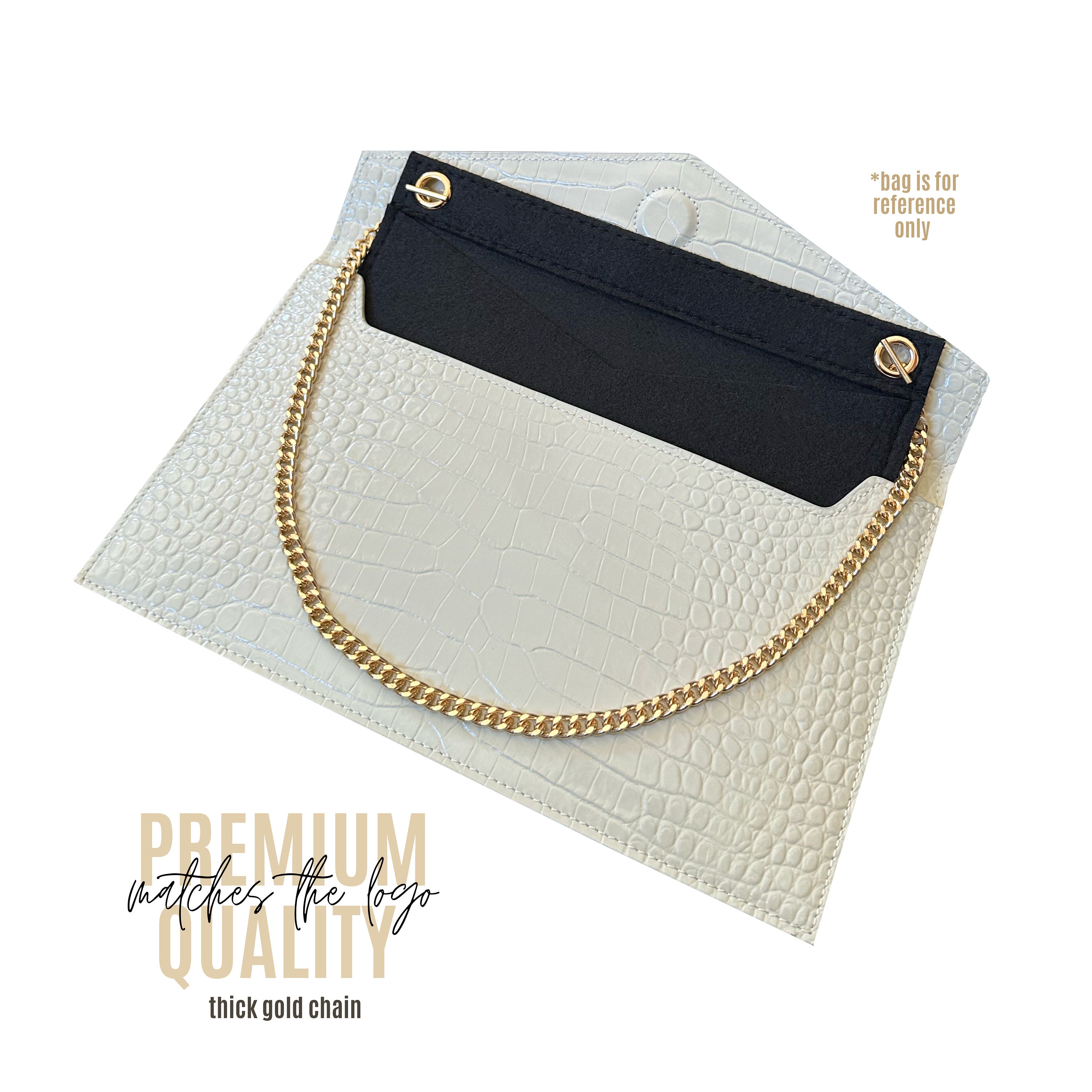  From HER Uptown Purse Organizer Insert Conversion Kit with Gold  Chain Felt Handbag (Beige) : Clothing, Shoes & Jewelry