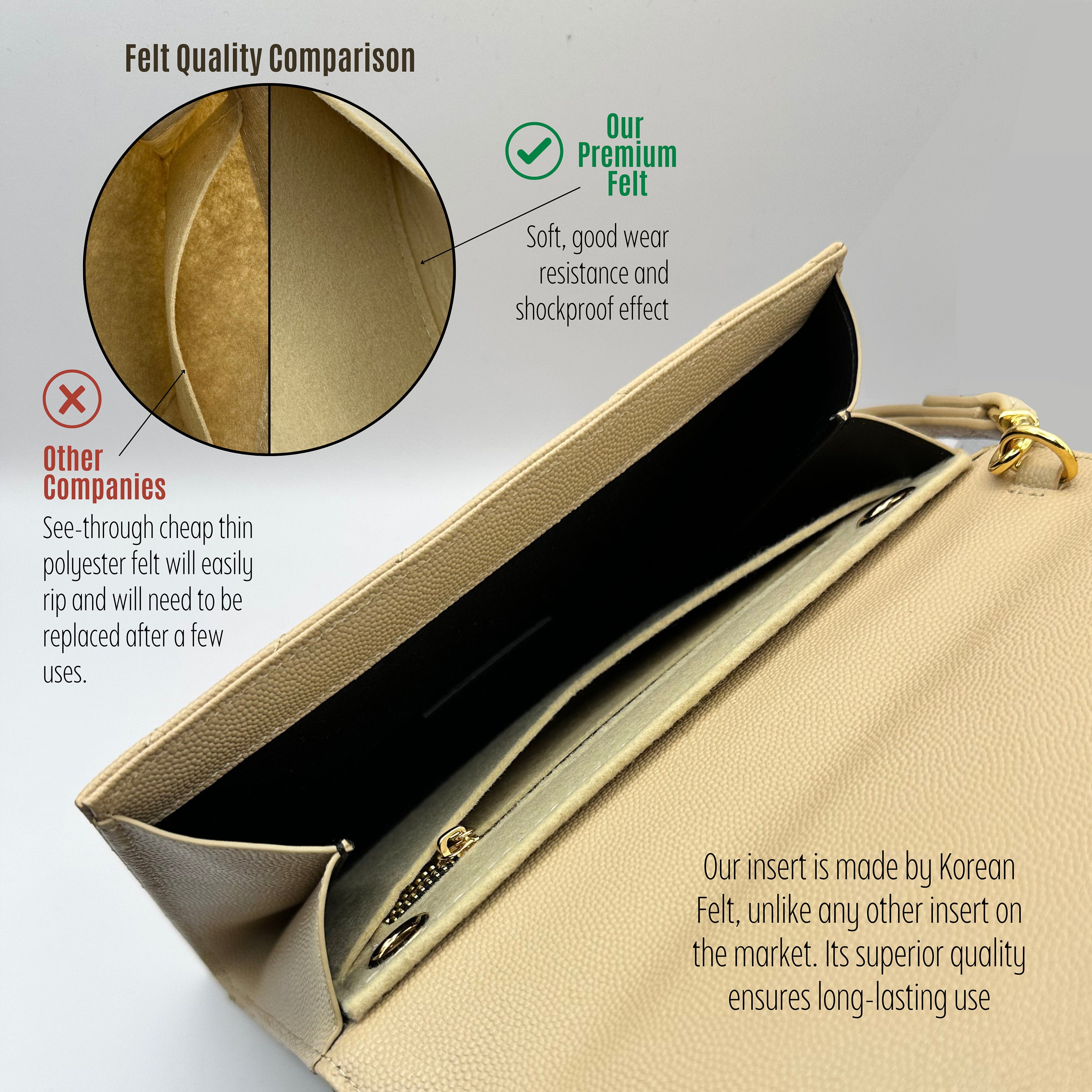  Bag Organizer for Saint Laurent Lou Camera Bag - Premium Felt  (Handmade/20 Colors) : Handmade Products