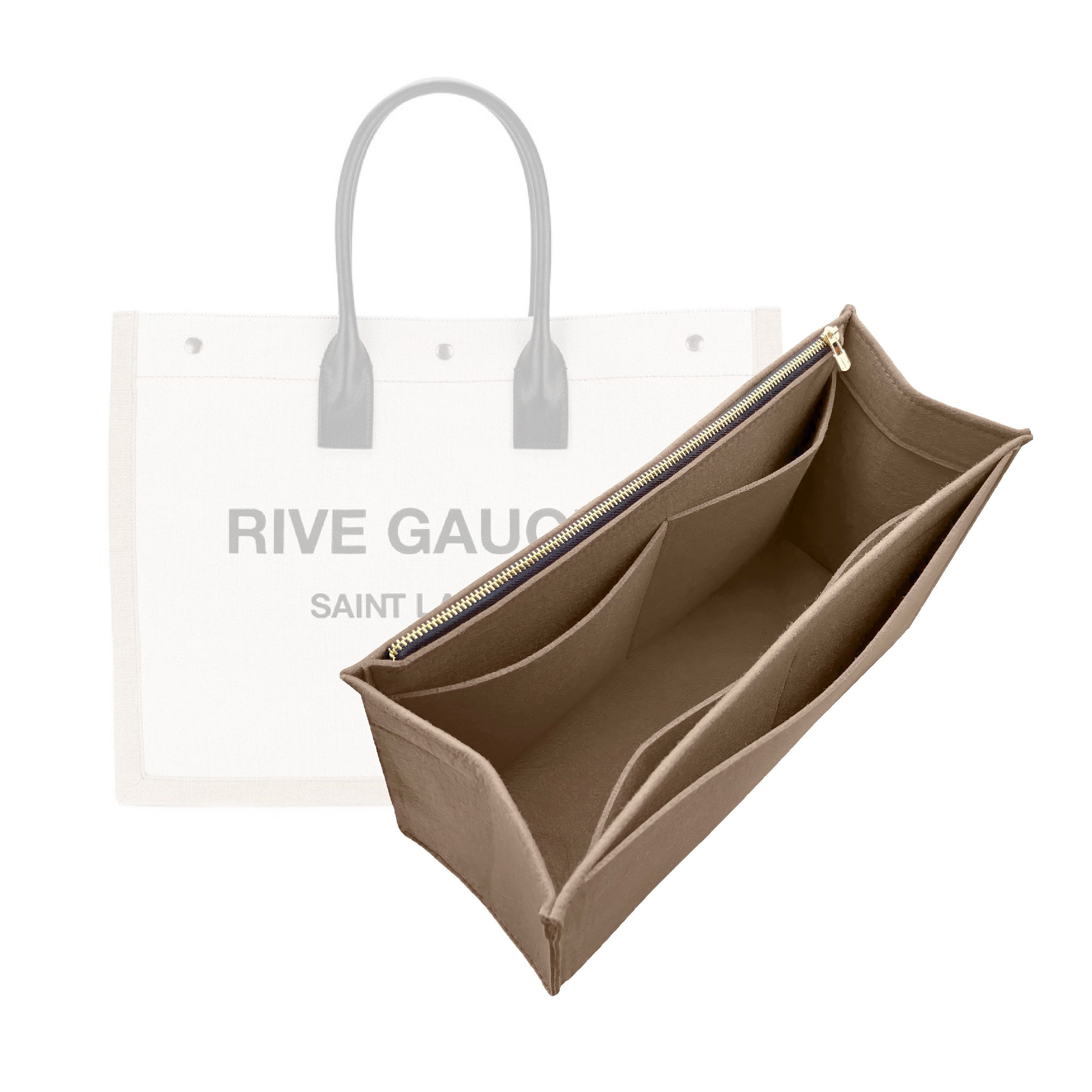 Rive Gauche Leather-Trimmed Logo-Embroidered Wool-Felt Bucket Bag