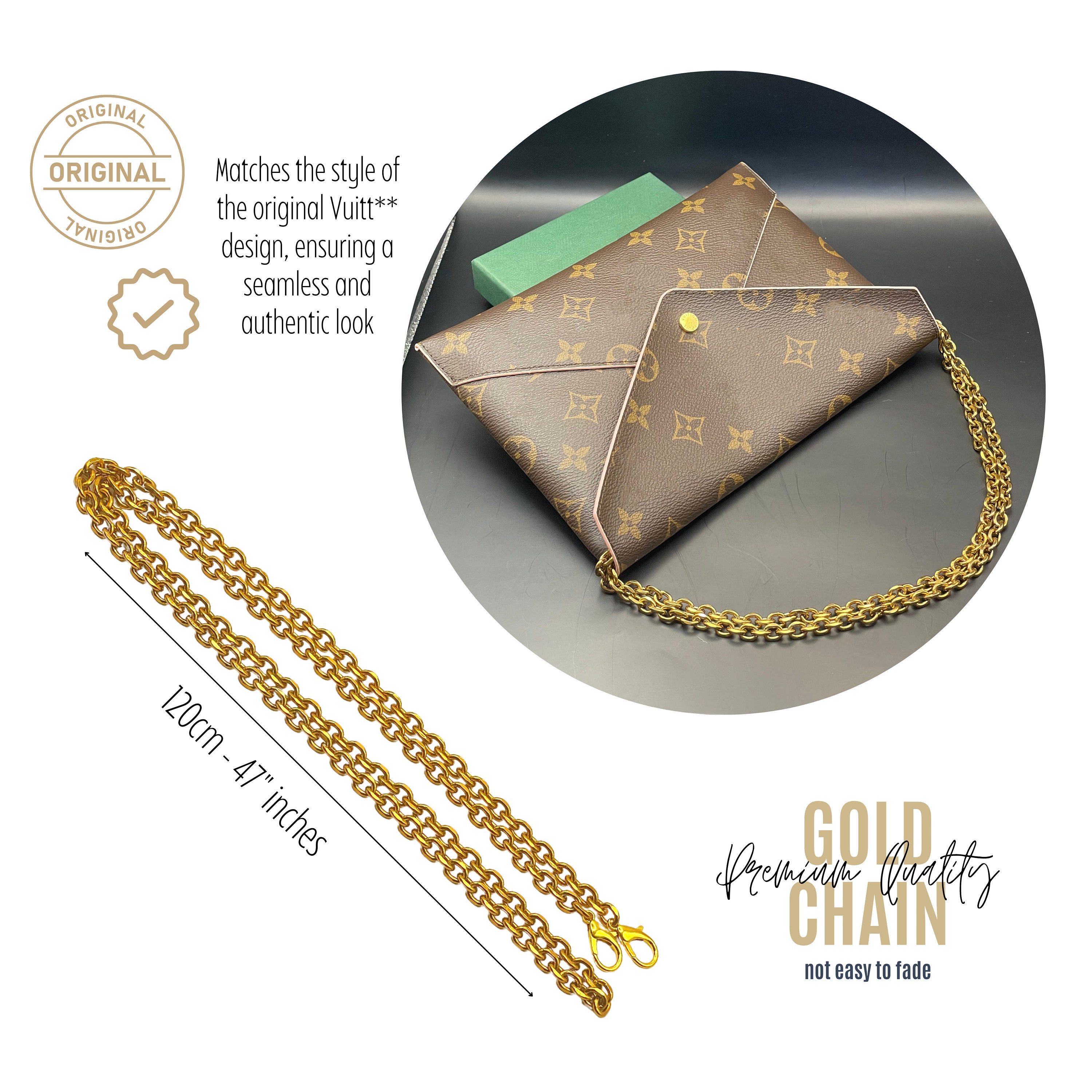  Kirigami Conversion Kit with Chain, Pochette Kirigami Insert  with O Rings, Full Set of 3 Inserts with 120cm - 47 inches Gold Chain :  Handmade Products