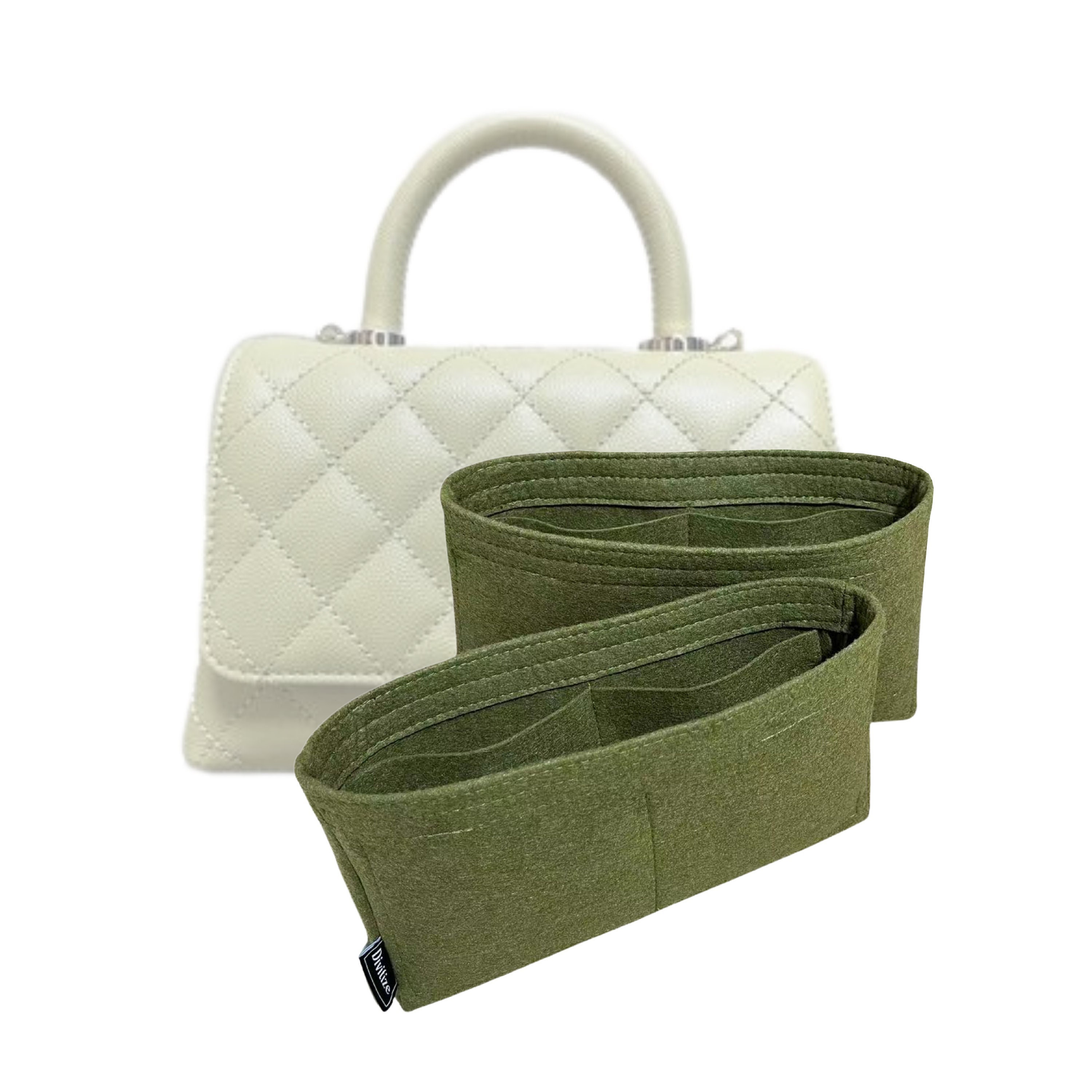 NEW Chanel Green Coco Handle Caviar Mini Flap Quilted Satchel