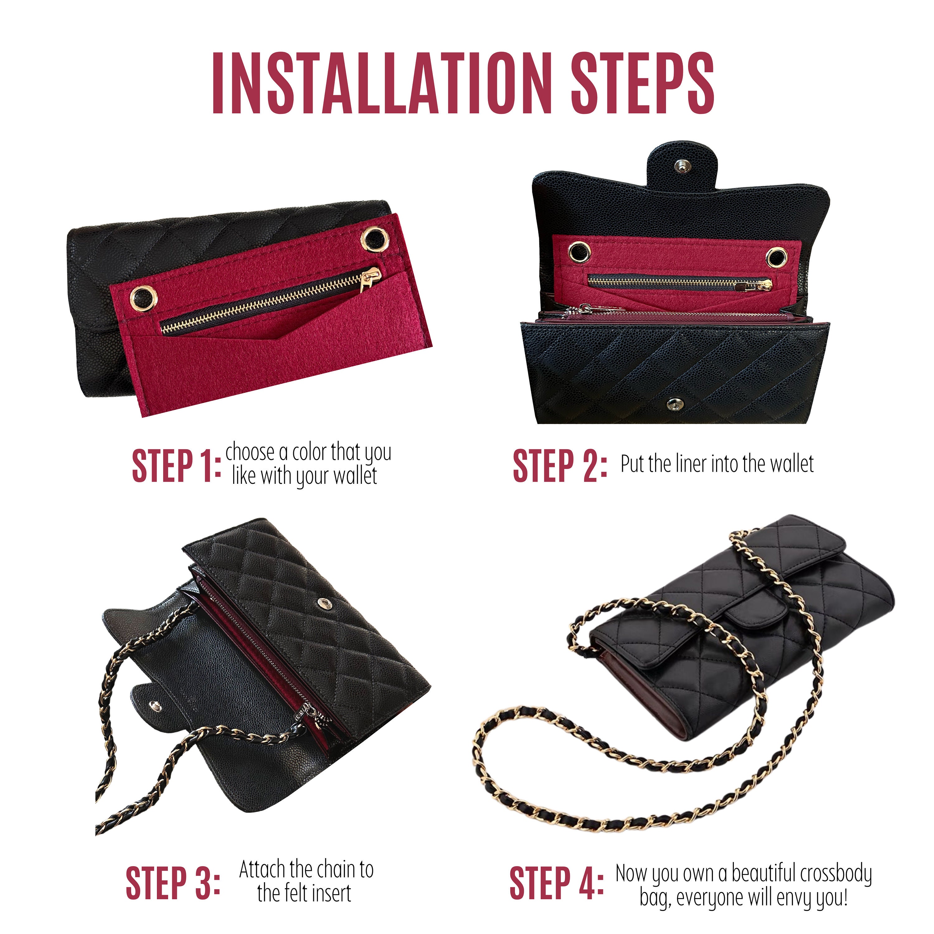 Classic Flap Wallet Conversion Kit with Zipper Bag & O Rings 