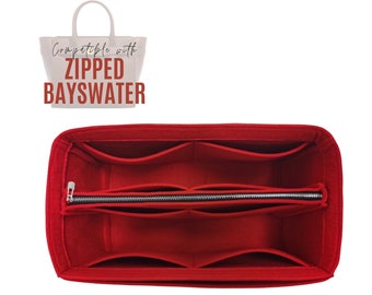 Zipped Bayswater Leather Bag Organizer / Tote felt Insert with zipper pocket / Handbag Storage / Purse Organizer with Pocket