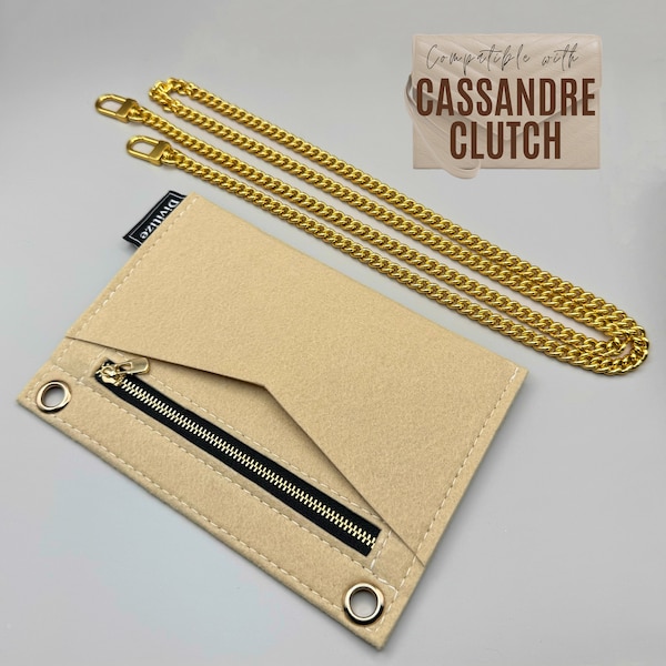 Divitize Conversion Kit fits Monogram Clutch  (Zipper Bag & O rings) / Wristlet Insert for Cassandre Clutch / Organizer Pochette with Chain