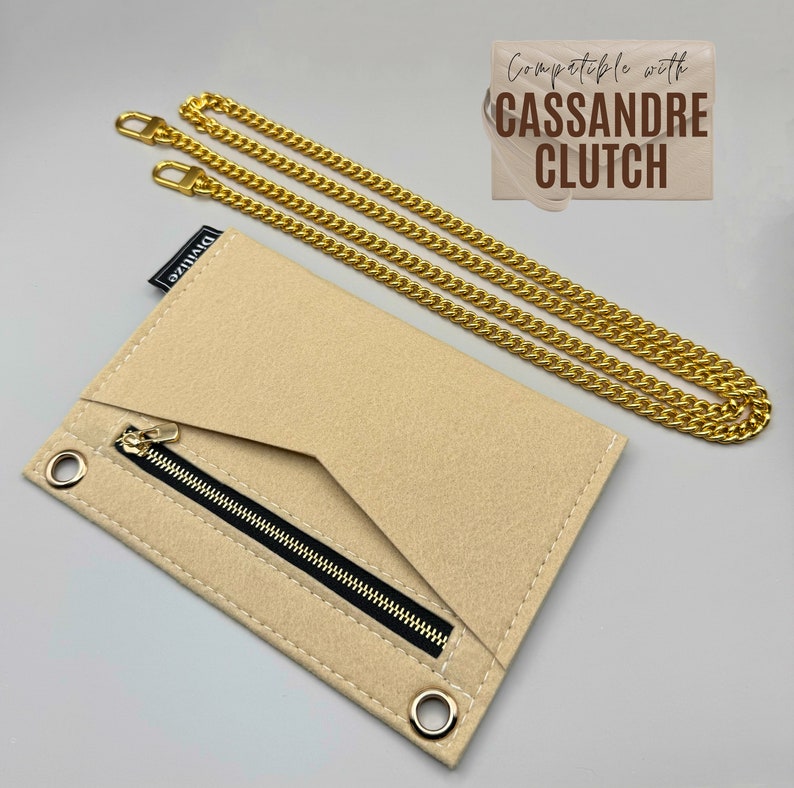 Divitize Conversion Kit past op Monogram Clutch Zipper Bag & O-ringen / Polsbandje Insert voor Cassandre Clutch / Organizer Pochette met ketting afbeelding 1