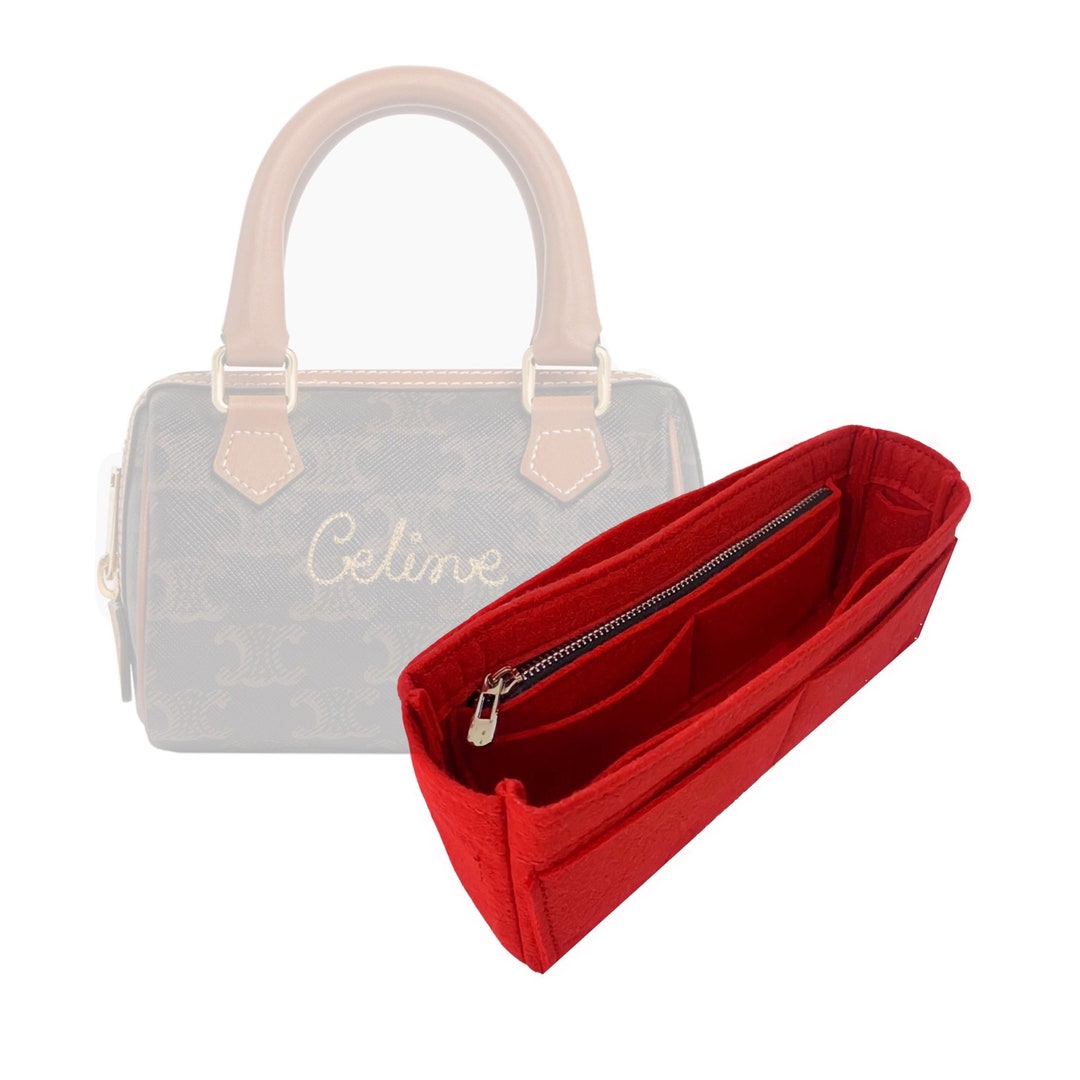 Shop CELINE Triomphe Small boston in triomphe canvas and calfskin