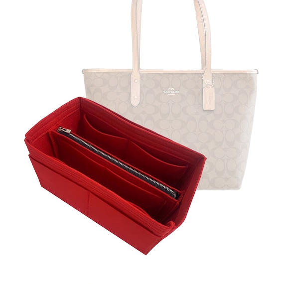 Red Canvas Tote Bag With 3 Zippered Compartments 17x10 With