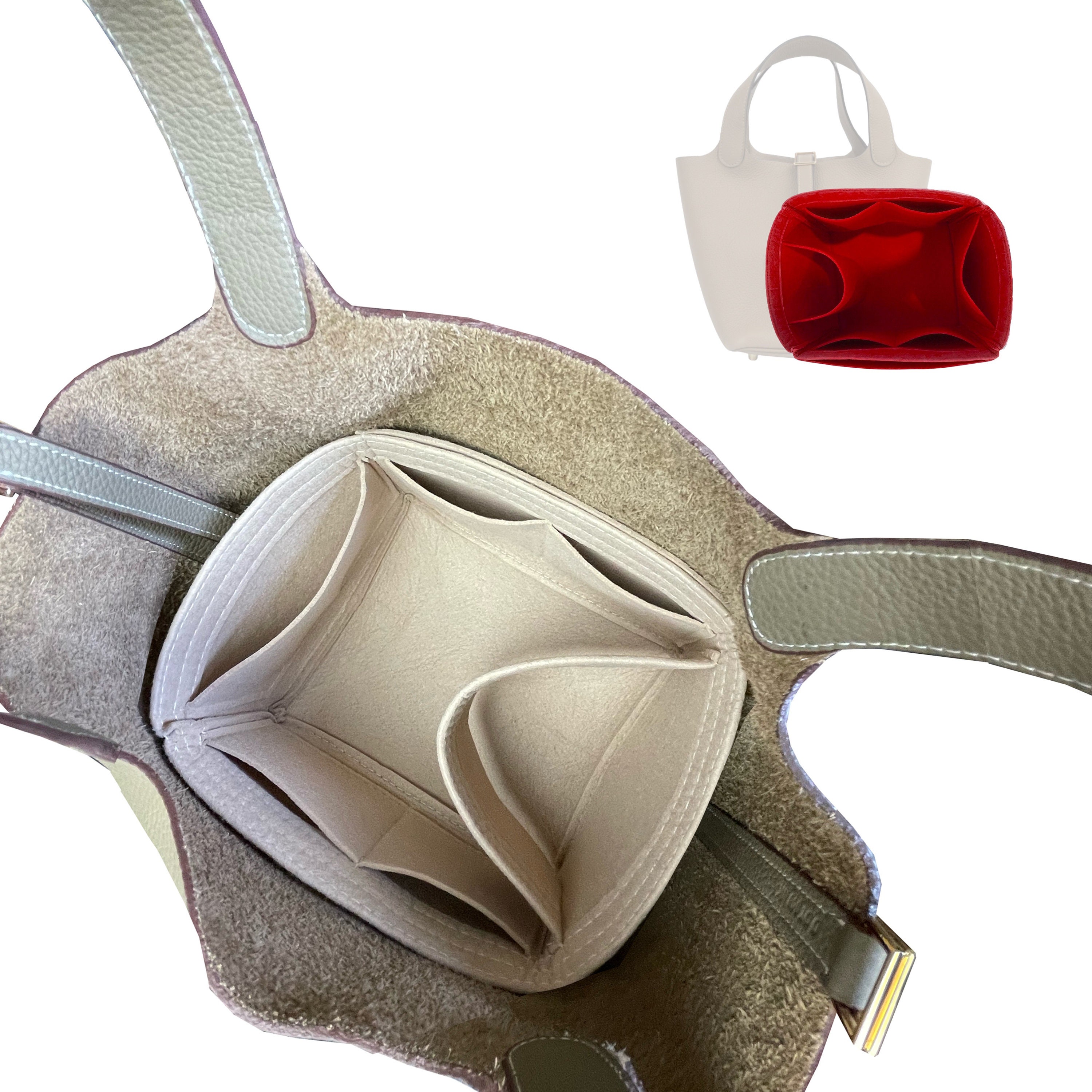 for picotin 18 22 26 bag organizer insert accessories in bag organiser  compartment storage zipper inner bag