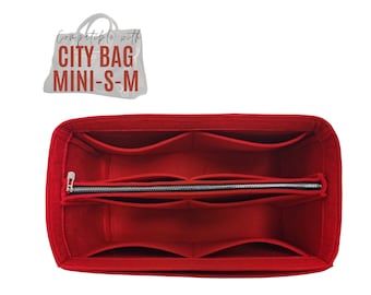 Divitize Purse Organizer fits City Bag / City Bag Insert with Detachable Zipper / Handmade Customizable Liner Protector Tote Bag Snug Fit
