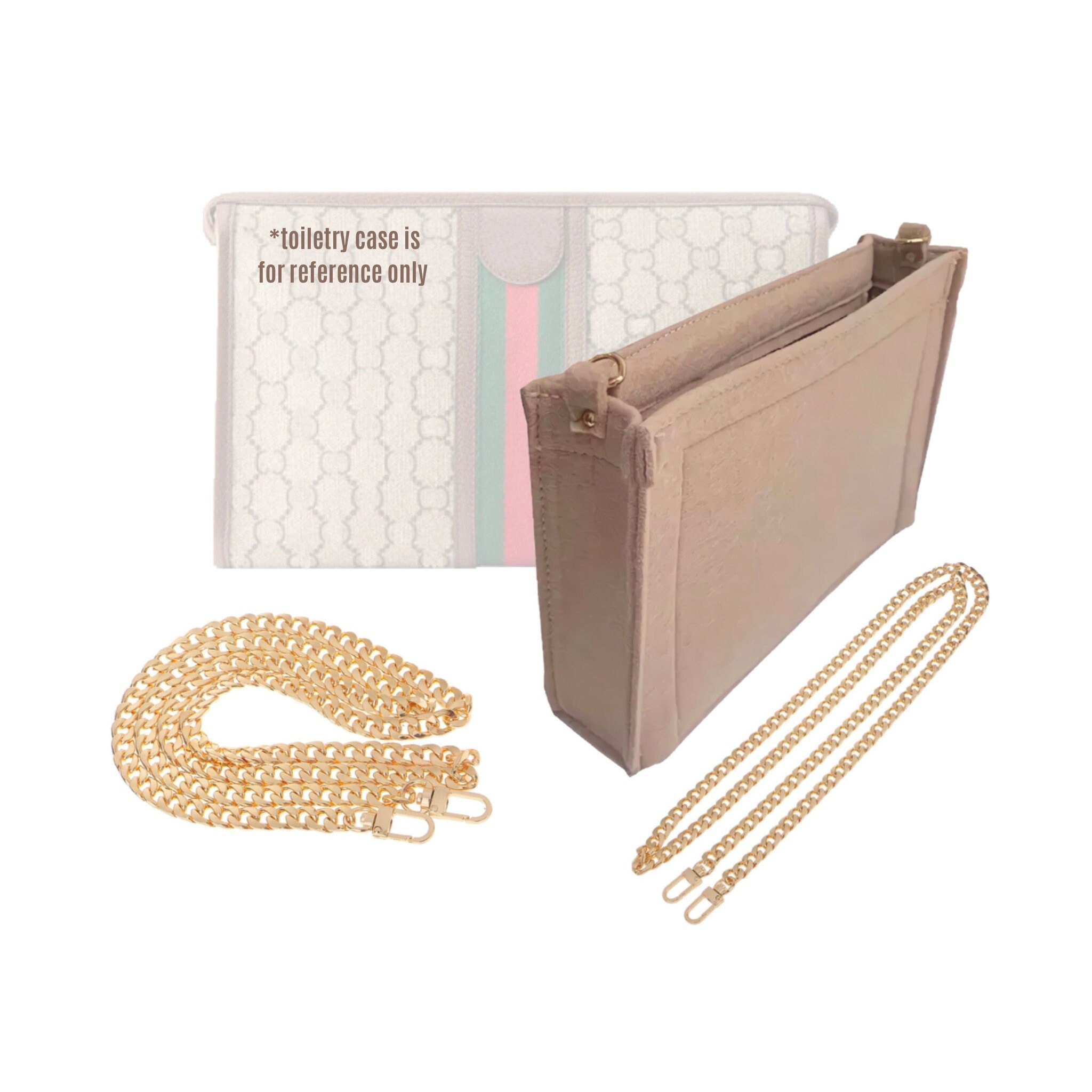 From HER Purse Organizer Insert Conversion Kit with Gold Chain Felt Handbag  LV Toiletry 26, GG Ophidia Pouch
