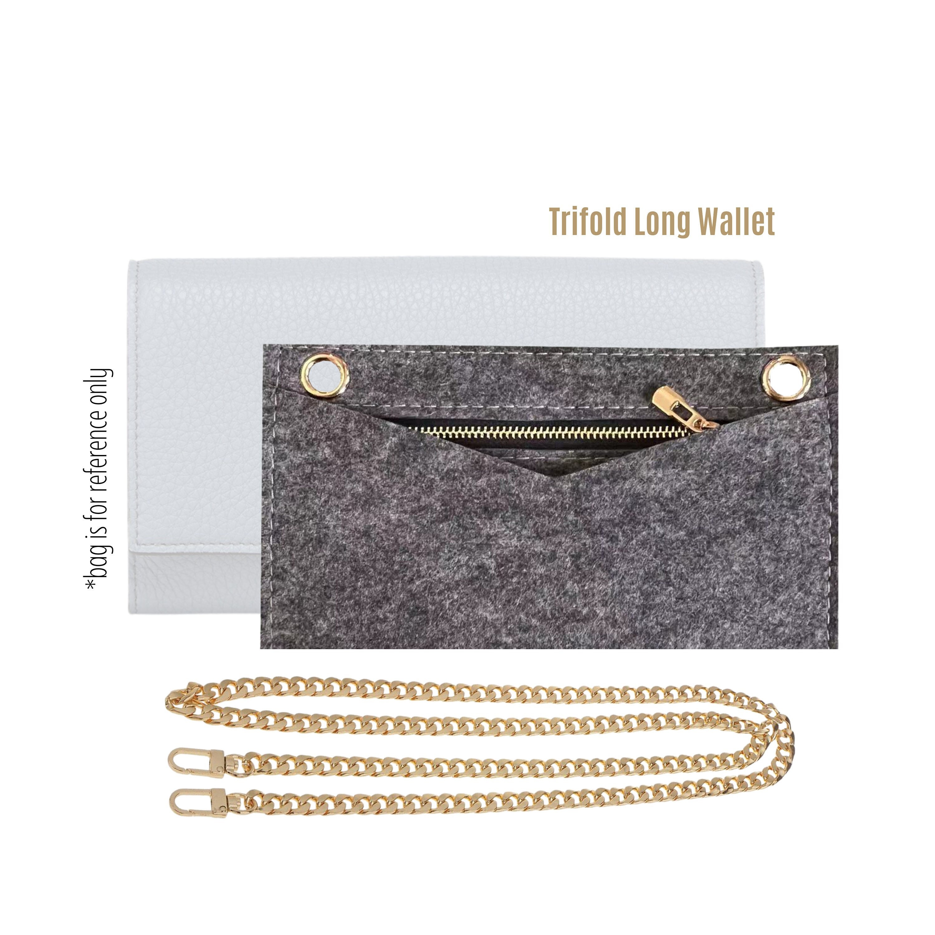  Long Wallet Conversion Kit for Long Flap Wallet Insert & Chain  Strap Wallet on Chain Gold Silver CardHolder Crossbody Converter Kit (120cm  Silver Leather Chain, Olive) : Handmade Products