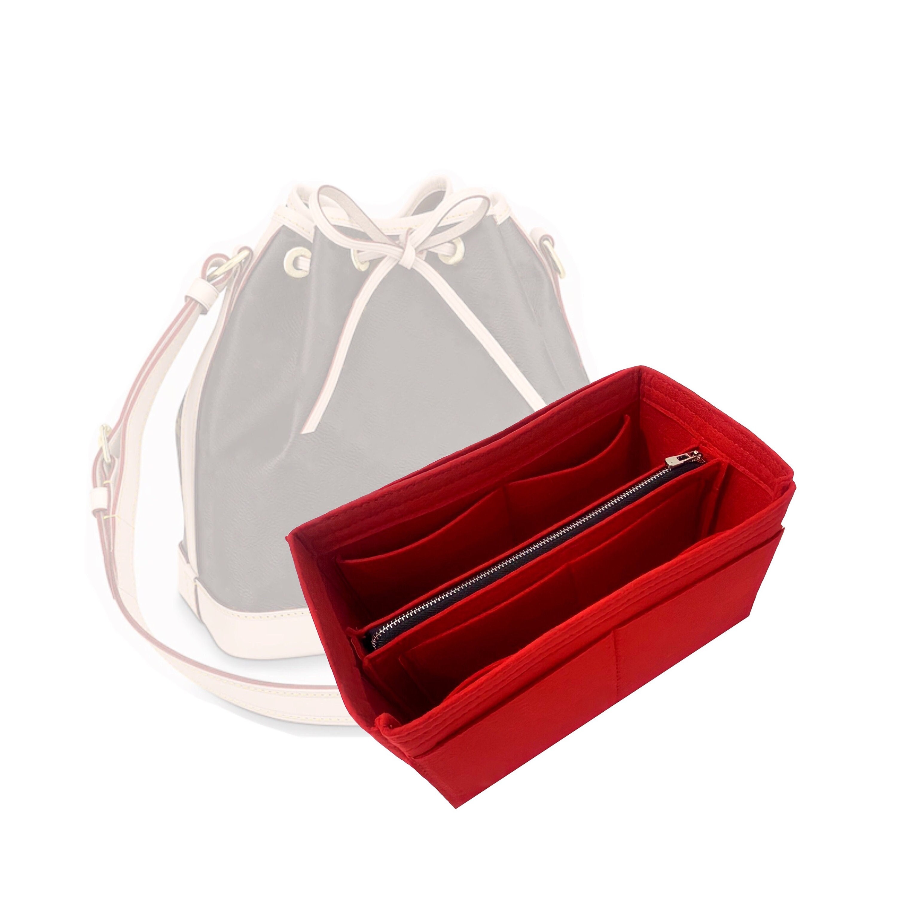 NÉONOÉ Neonoe MM Bucket Bag Red Pink Inserts Organizers 