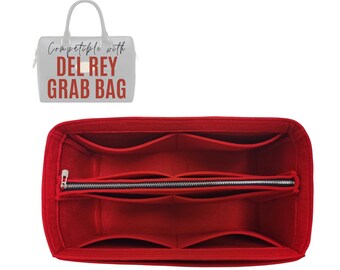 Del Rey Leather Grab Bag Organizer / Del Rey Insert with detachable zipper pocket / Handbag Storage / iPad Laptop Pocket
