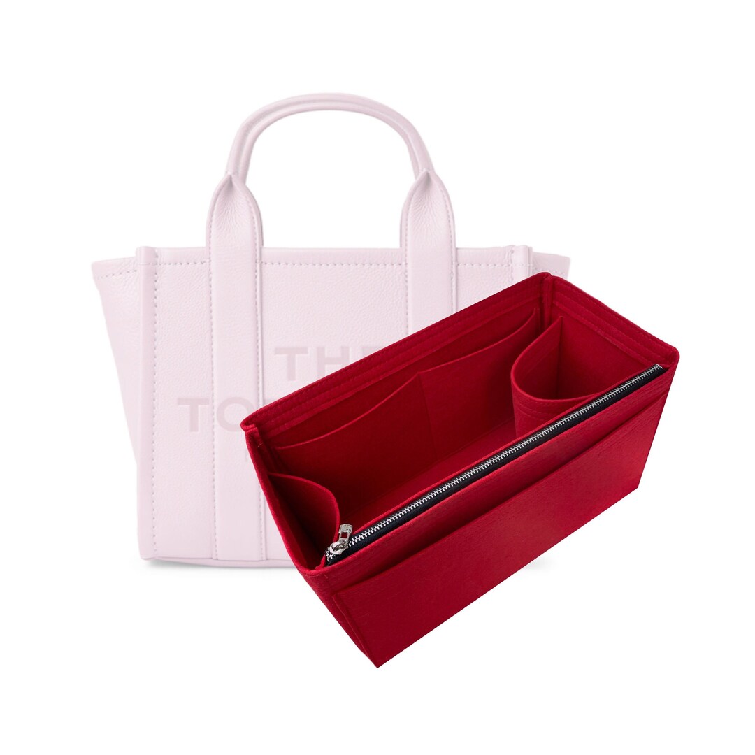 [PACKING CUBE PM Organizer] Felt Purse Insert with Middle Zip Pouch,  Customized Tote Organize, Bag in Handbag (Style B)