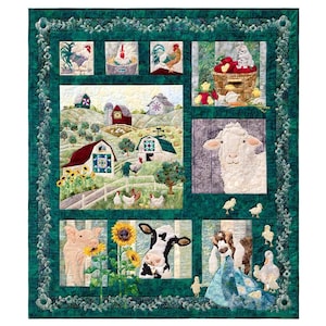 Farm Quilt Kit by McKenna Ryan - Complete Appliqué Set with Teal Borders
