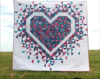 Exploding Heart Quilt Pattern by Laura Piland - 72" x 72"