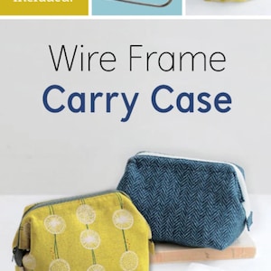 May include: Two wire frame carry cases are displayed. One is yellow with a white and green pattern, the other is blue with a herringbone pattern. The image also shows a zipper, wire frames, and the text "Wire Frame Carry Case".