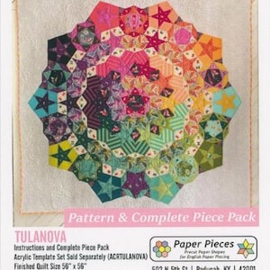 Tula Nova Pattern and Complete Paper Piece Pack by Tula Pink. Approx size 56&quot; x 56&quot;-Free Shipping