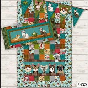 Rescue Friends by The Whole Country Caboodle - Pattern for quilt, bench pillow, pennant, and patterns for 10 appliques.